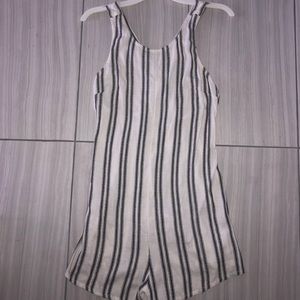 White Black striped RVCA Crossback Romper XS